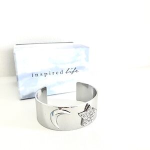 Inspired life cuff bracelet bangle silver color moon and star